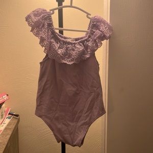 Baileys Blossoms Purple Flutter Lace Leotard